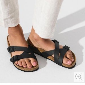 Birkenstock Yao Black Crossover Slide Sandals Shoes 6-6.5